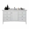 James Martin Vanities Palisades 60in Single Vanity, Bright White w/ 3 CM Arctic Fall Solid Surface Top 527-V60S-BW-3AF